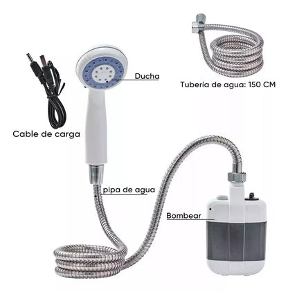 🚿 ¡Ducha Portátil con Batería 2000mAh! | Perfecta para aventuras al Aire libre